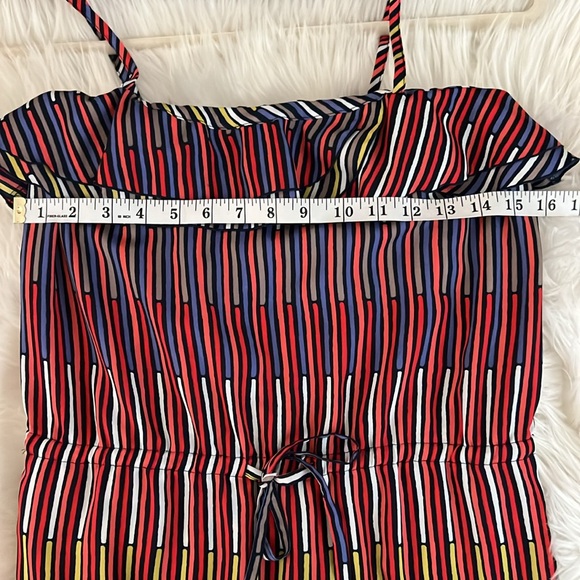 Gap Colorful Ruffle Striped Dress Pockets, Drawstring, & Adjustable Straps XS - Picture 7 of 8